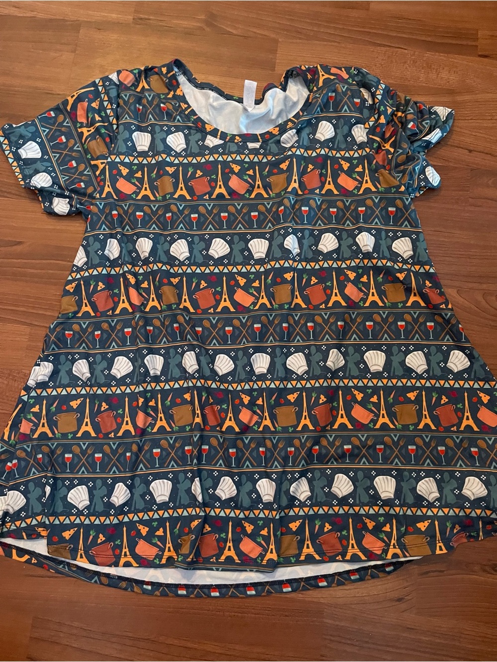 Ambrie Ratatouille print Disney Tee - Teal, Orange, White